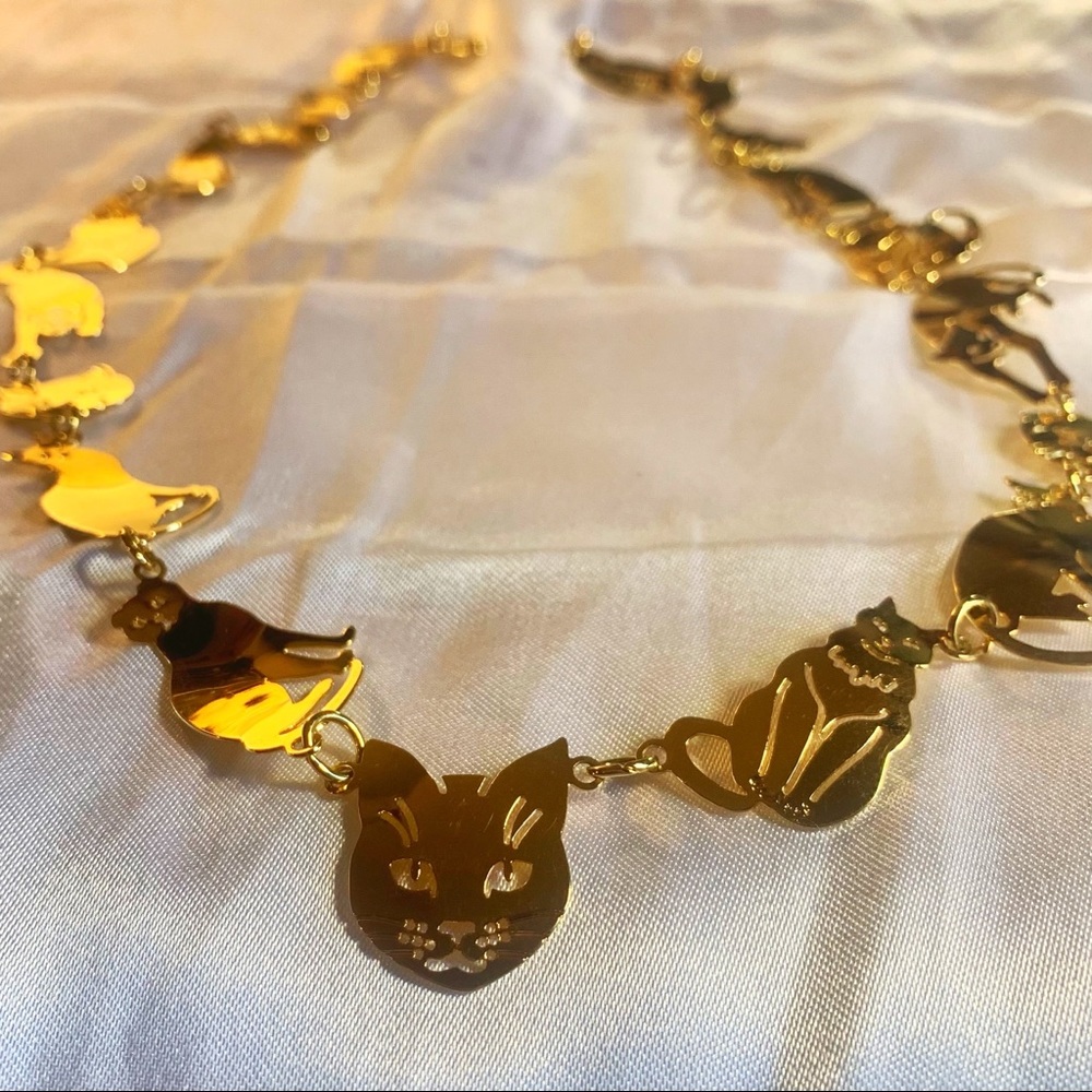 Vintage Wild Bryde 14K Gold Plated Cat Necklace